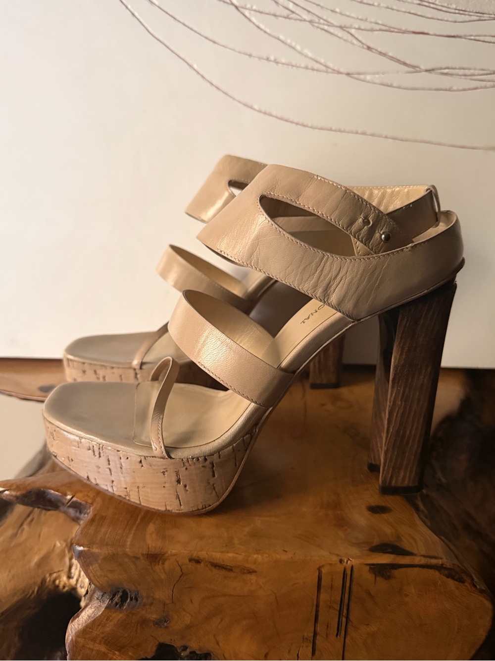 CNC Costume National Beige Cork Platform Sandals SZ:38 excellent condition